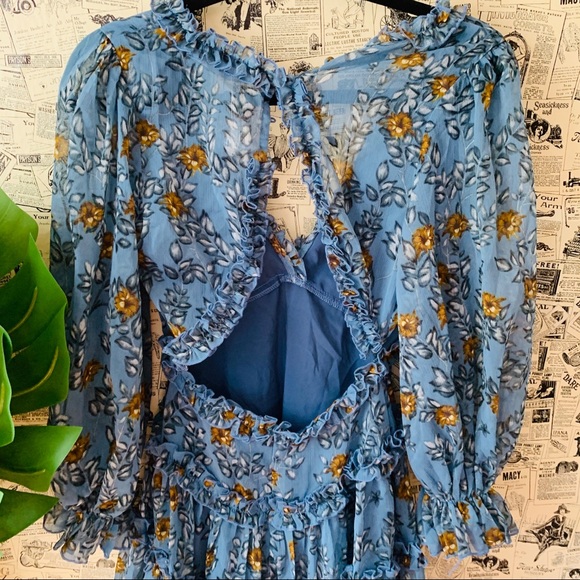 Saints + secrets blue dress NWT XS floral openback - Picture 6 of 10